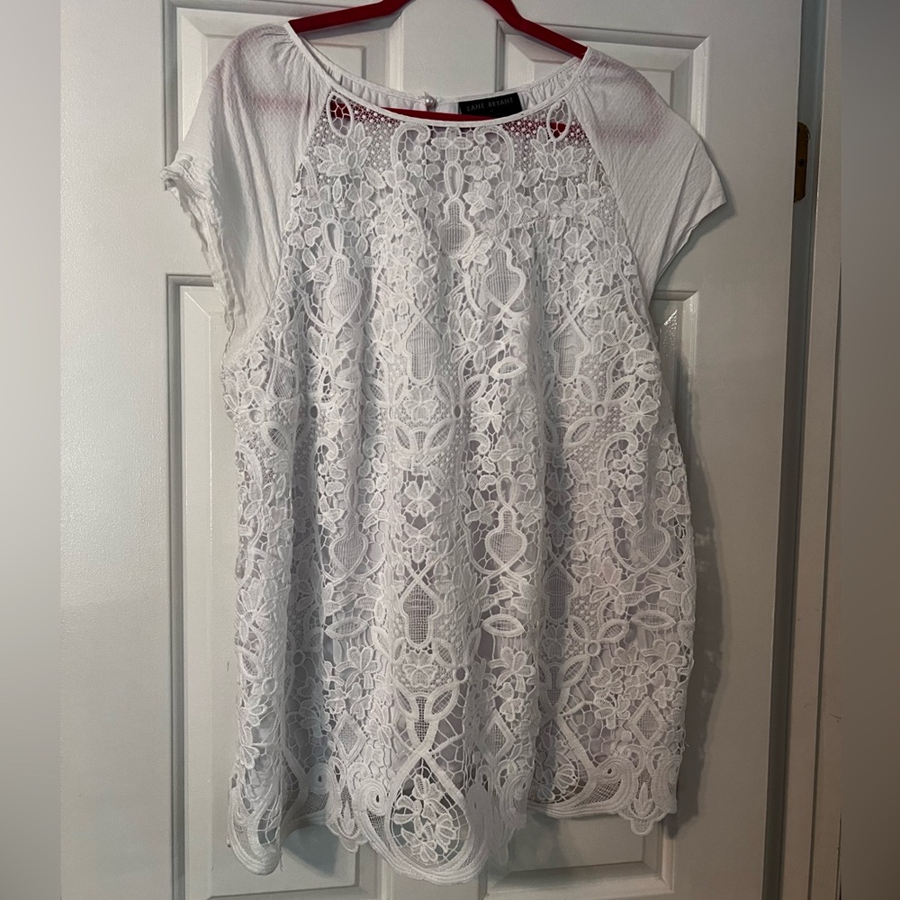 Lane Bryant White Lace Blouse